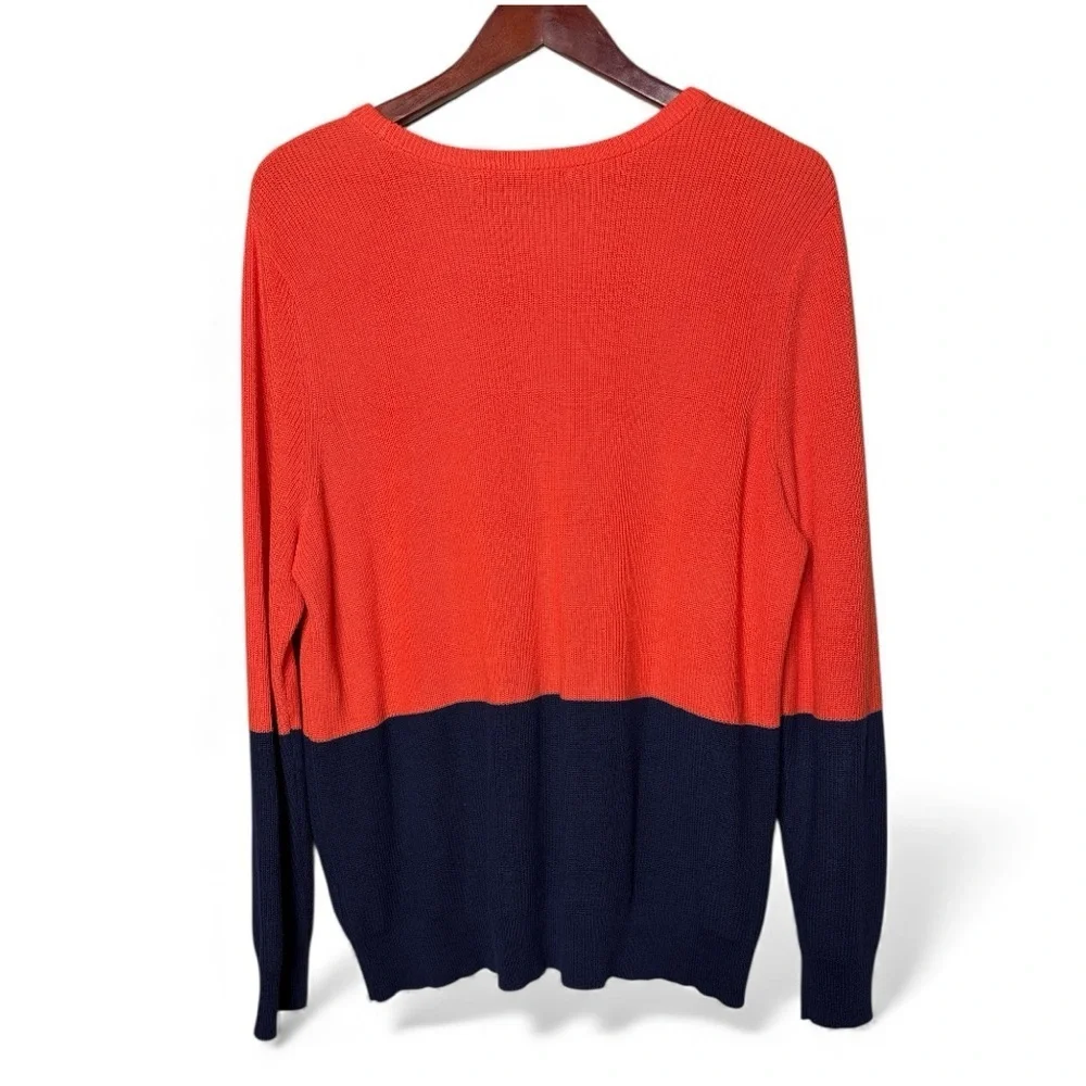 Lauren Ralph Lauren Orange Blue Knit Popover Sweater Women’s 2X Auburn Bears - Picture 3 of 8